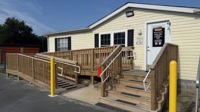 Handicap accessible office building with both stairs and ramp